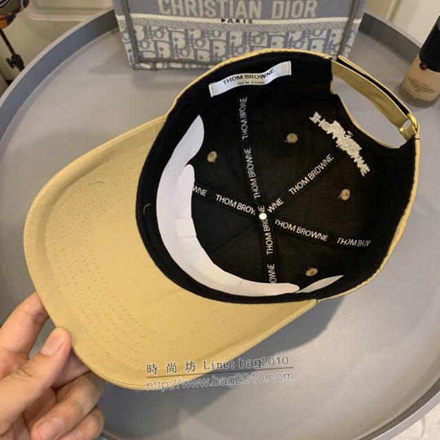 Thom Browne爆款男士帽子 湯姆布朗尼黑白拼色復古格紋刺繡棒球帽鴨舌帽  mm1714